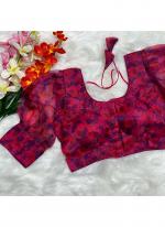 Organza Rani Pink Party Wear Digital Printed Blouse